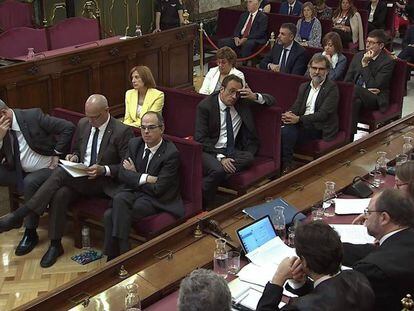 Los acusados en el juicio del 'procés', durante la intervención de las defensas en una de las sesiones.