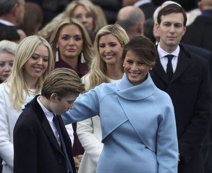 Incoming U.S. first lady Melania Trump and son Barron attend the presidential inauguration of President-elect Donald Trump at the U.S. Capitol in Washington