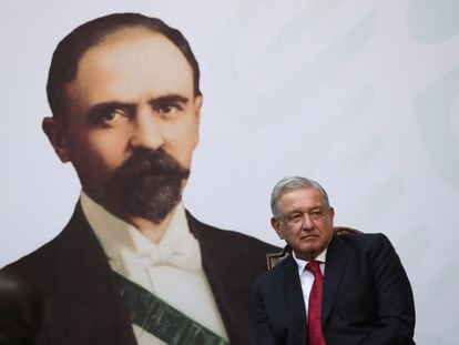 El presidente de México, Andrés Manuel López Obrador, en la conmemoración de la muerte de Francisco I. Madero, en febrero de 2021.