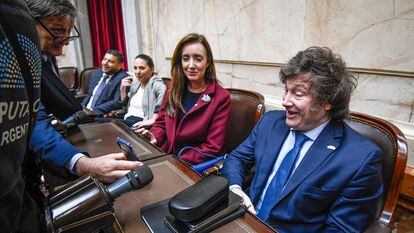 El líder de La Libertad Avanza, Javier Milei, participa en una sesión de la Asamblea Legislativa de Argentina, el pasado día 2.