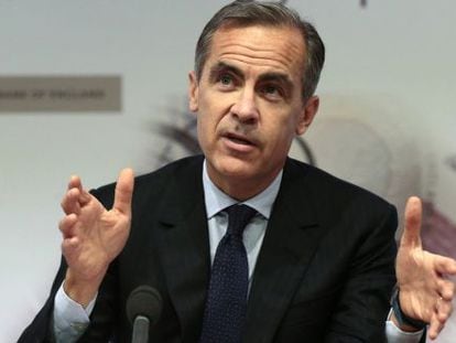El gobernador del Banco de Inglaterra, Mark Carney, durante la comparecencia de este martes.