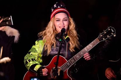 Madonna, durante su concierto en Nueva York a favor de Hillary Clinton, el pasado lunes 7.