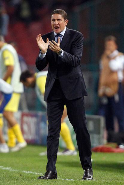 Garrido, durante el partido ante el Nápoles.