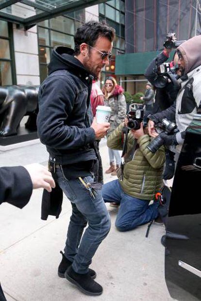 Justin Theroux, en Nueva York, horas después de anunciarse el divorcio.
