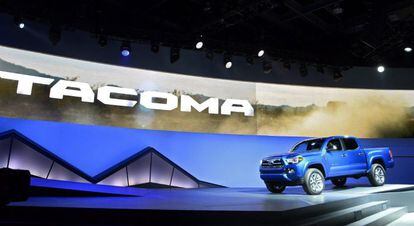 Vista del nuevo Toyota Tacoma en el Salón Internacional del Automóvil de Norteamérica (NAIAS).