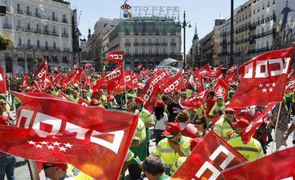 Protesta de ayer, previa a la huelga indefinida desconvocada esta madrugada