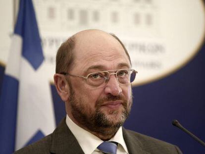 El presidente del Parlamento Europeo, Martin Schulz, el lunes en Atenas. 