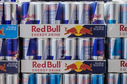 Cans of Red Bull energy drink seen at a store