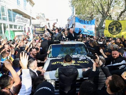 El candidato a la presidencia de Argentina Javier Milei, en un mítin en Buenos Aires, el 25 de septiembre.