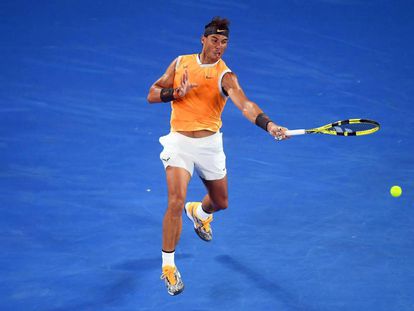 Nadal, durante el partido contra Ebden en la segunda ronda del Open de Australia.