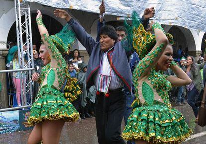 Evo Morales, durante el carnaval de Oruro.