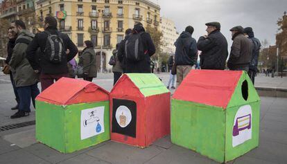 Una protesta contra la pobreza energética en Barcelona.