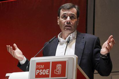 Tomás Gómez, en un acto ante delegados del PSM.