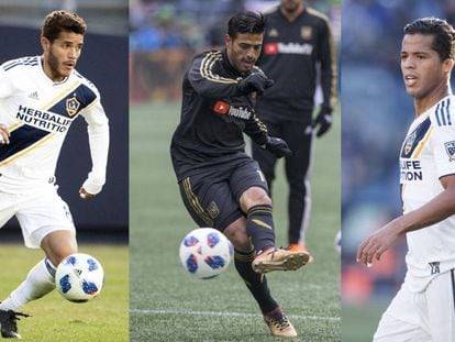 Jonathan, Vela y Giovani, durante la temporada en la MLS.