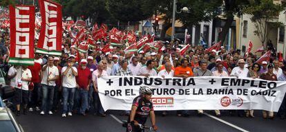 Manifestaci&oacute;n en C&aacute;diz el pasado 7 de junio para pedir la reindustrializaci&oacute;n de la provincia.