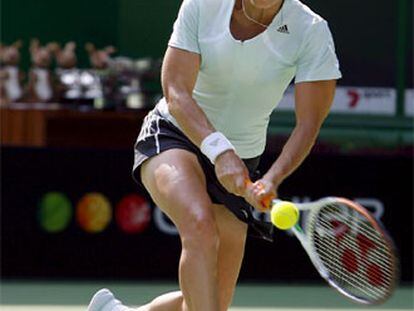 Hingis, durante la final mixta de Australia.