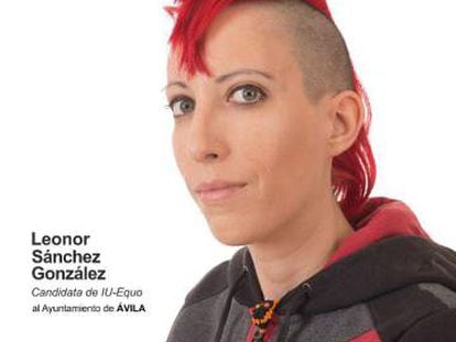 Cartel electoral de Leonor Sánchez, candidata de IU Equo al Ayuntamiento de Ávila.