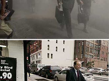 La misma esquina de Nueva York el día del atentado y cinco años después.