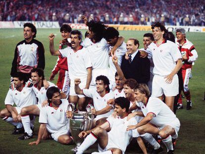 El Milan campeón de la Copa de Europa de 1989.