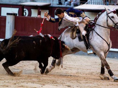 El rejoneador portugués Joao Moura jr., hoy en Las Ventas. 