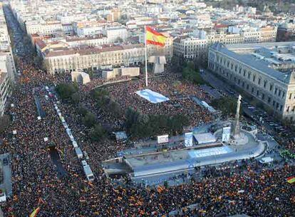 La plaza de Colón, durante la manifestación de ayer en Madrid.