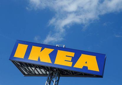 FILE PHOTO: The logo of IKEA is seen above a store in Voesendorf