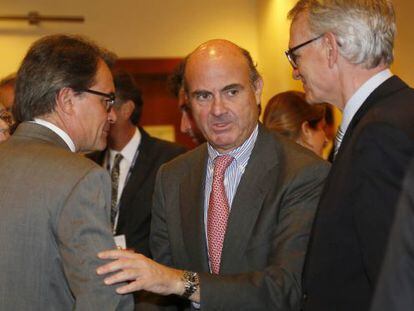 Artur Mas, Luis de Guindos i Antón Costas, en les jornades del Cercle d'Economia de Sitges.