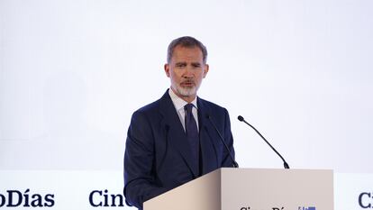 El rey Felipe VI cierra la segunda jornada del 45 aniversario de CincoDías, este martes.