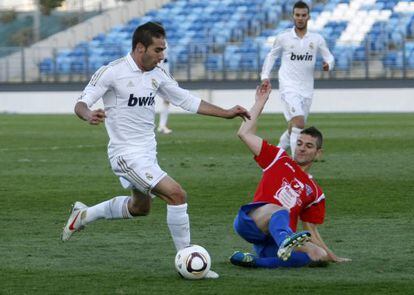 David Carvajal, en un encuentro de Segunda División.