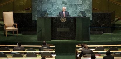 El presidente palestino Mahmud Abbas,ayer, ante la Asamblea de Naciones Unidas.