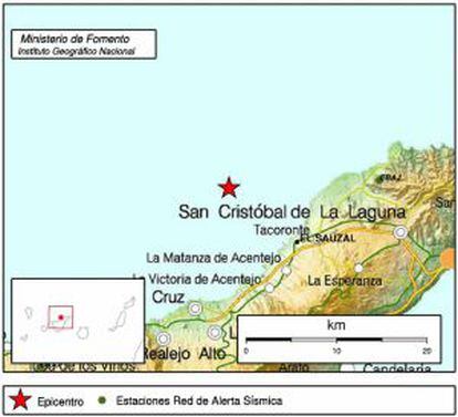 Epicentro del seísmo de magnitud 3,8.