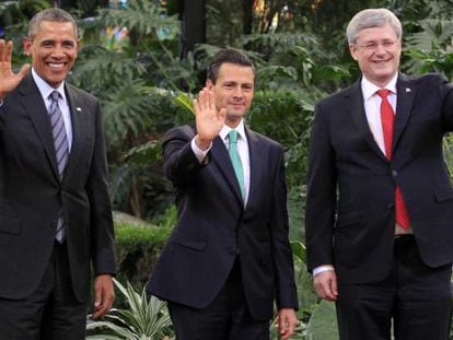 Obama, Pe&ntilde;a Nieto y Harper, en Toluca.