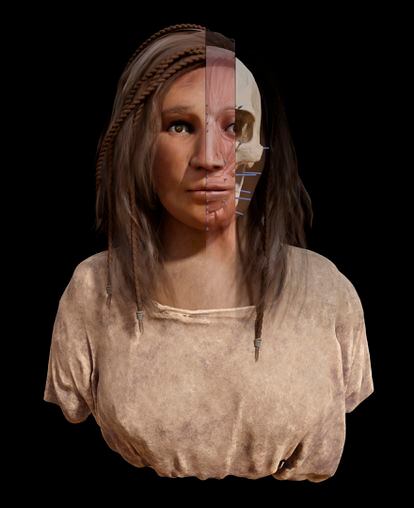 Reconstrucción facial de una mujer de origen canaria hecha por la empresa PAR - Arqueología y Patrimonio Virtual