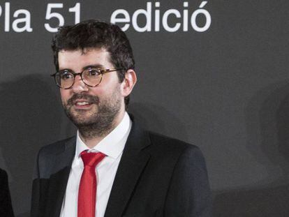 >Marc Artigau, durant la concessió del premi Josep Pla, el passat 6 de gener a Barcelona.