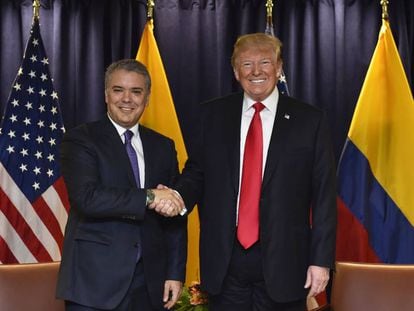 El presidente colombiano, Iván Duque, y el estadounidense, Donald Trump.