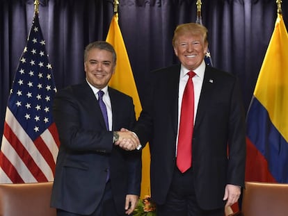 El presidente colombiano, Iván Duque, y el estadounidense, Donald Trump.