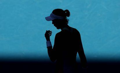 Garbiñe Muguruza, durante la semifinal contra Halep en Melbourne.