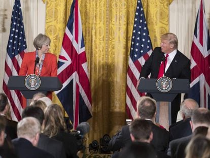 Theresa May y Donald Trump en su comparecencia conjunta del 27 de enero. 