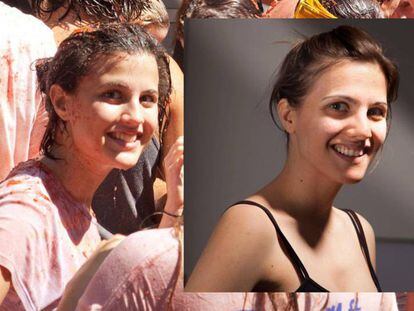 A la izquierda, la chica de la Tomatina. En la derecha, la foto de Eva Casado.