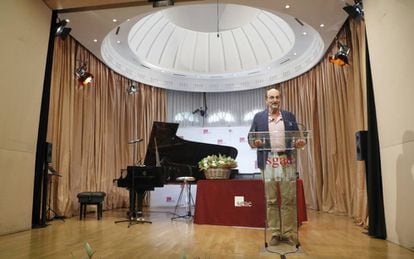 José Miguel Fernández Sastrón, el martes, durante un acto en la sede madrileña de la SGAE. 