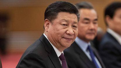 El presidente chino, Xi Jinping, durante su reunión con el presidente de Alemania.