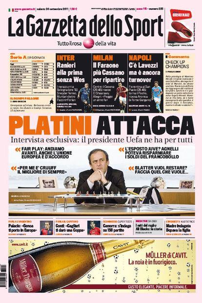 La portada de <i>La Gazzetta dello Sport</i> de hoy.