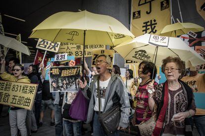 Manifestación pro-democracia en Hong Kong, China.