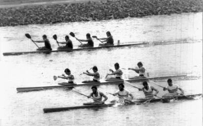 Menéndez, Misioné, Díaz-Flor y Celorrio (D) en la final de los Juegos del 76.