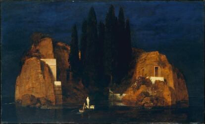 Die toteninsel (L’illa dels morts), del pintor suís Arnold Böcklin, representa un illot petri, amb forma de cassola oberta en un extrem.