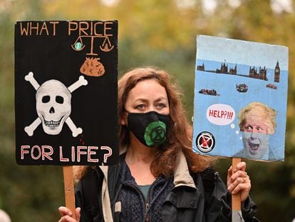 Protestas en las calles de Londres mientras se celebraba la COP26 en Glasgow (Reino Unido).