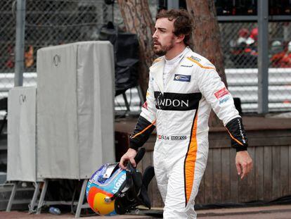Fernando Alonso tras abandonar el GP de Mónaco.