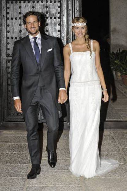 Feliciano López y Alba Carrillo, en su boda en Toledo, en 2015.