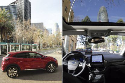 El nuevo Ford Puma es un SUV hiperconectado, gracias al módem integrado FordPass Connect y sus múltiples aplicaciones, como el servicio de información del tráfico que nos marca el camino para llegar en la pantalla táctil.