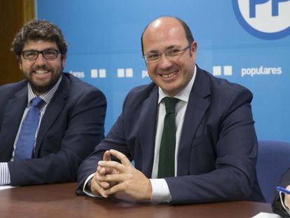 Pedro Antonio S&aacute;nchez y Fernado L&oacute;pez Miras, el nuevo presidente de Murcia. 